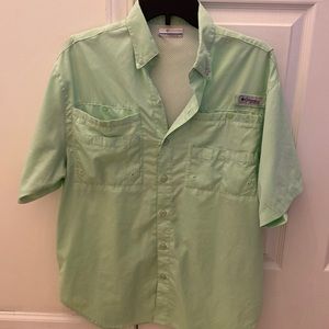 Mens Small Lime Green PFG Collard Performance Shirt